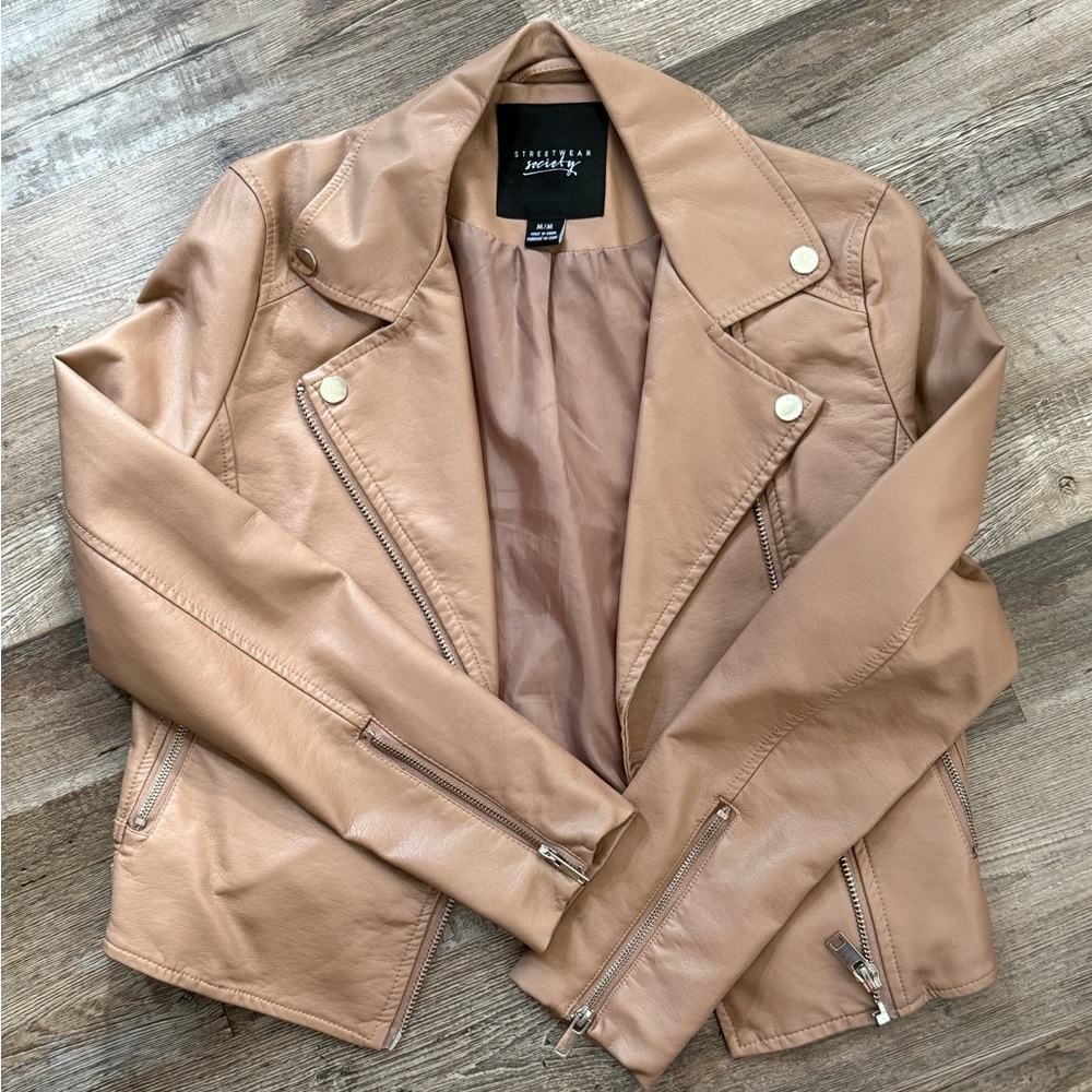 Streetwear Society Camel Faux Leather Jacket